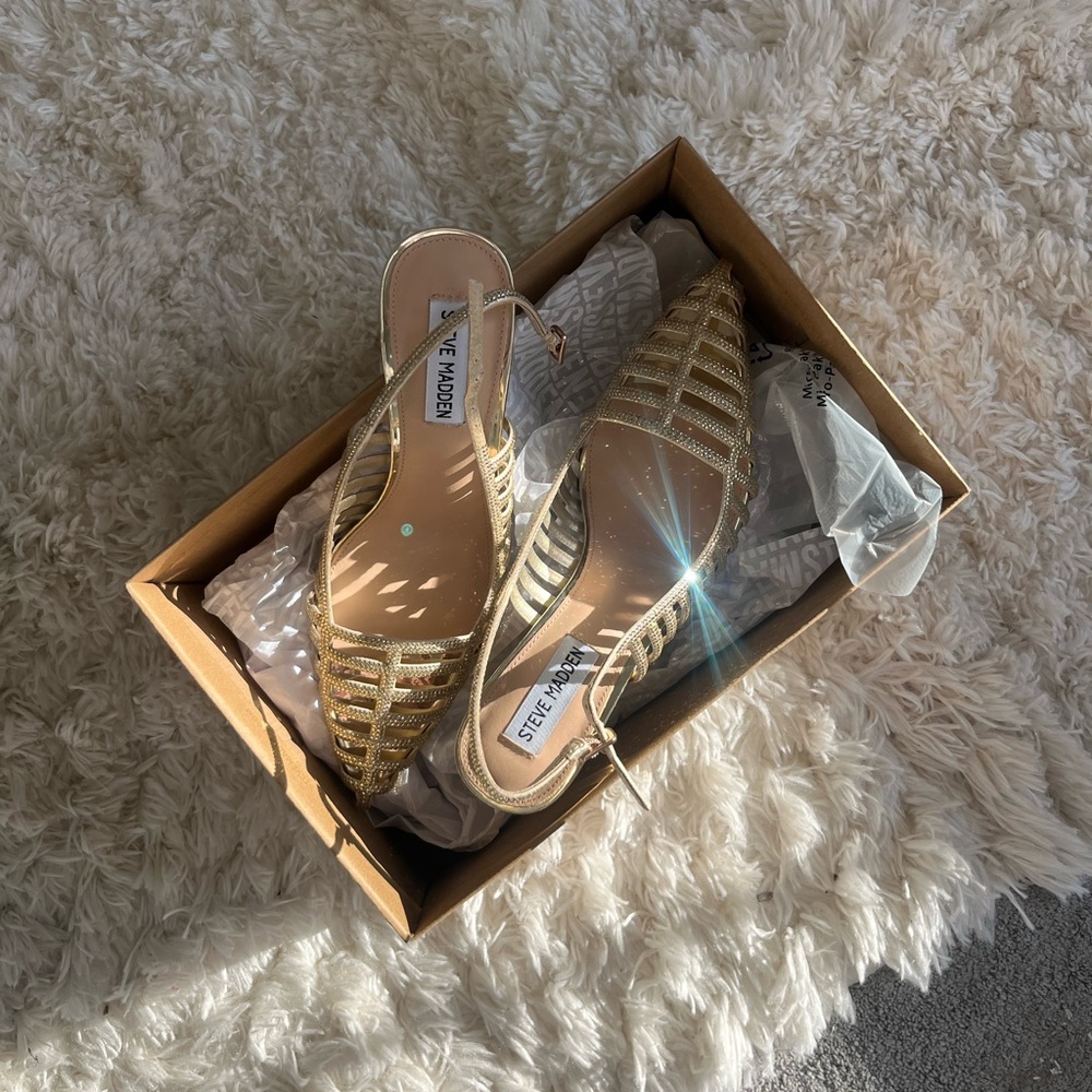 Steve Madden Gold Heels with Luxe Metallic Finish